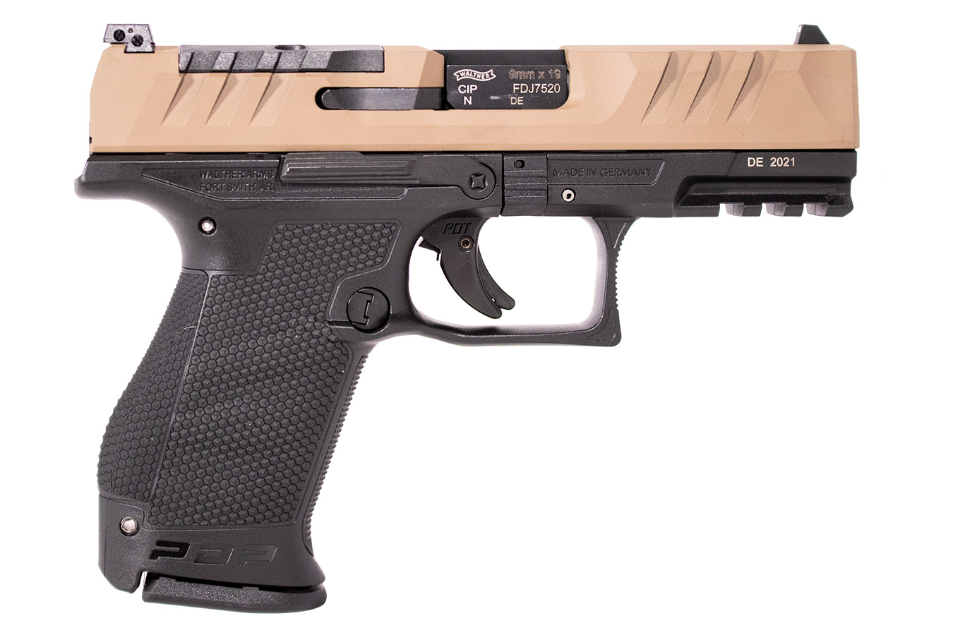 No. 6 Best Selling: WALTHER PDP COMPACT 9MM PISTOL WITH FDE SLIDE AND 4 INCH BARREL