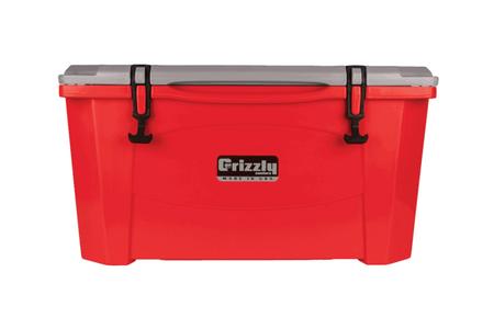 GRIZZLY 60 COOLER, RED W/GRAY LID SMU
