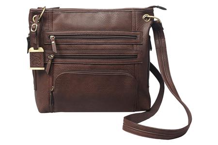 CROSS BODY PURSE WITH HOLSTER BROWN LEATHER