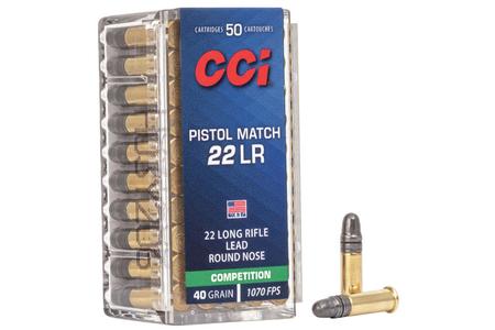 CCI AMMUNITION 22LR 40 gr Lead Round Nose Pistol Match Precision 50/Box
