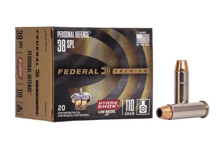 FEDERAL AMMUNITION 38 Special 110 gr Hydra-Shok JHP Personal Defense Low Recoil 20/Box