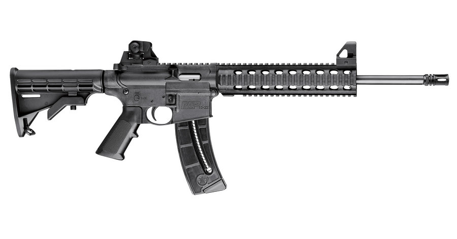 SMITH AND WESSON MP15-22 22LR RIFLE WITH THREADED BARREL