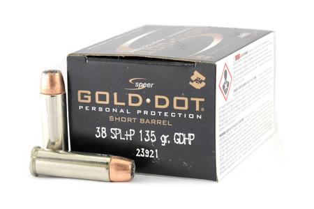 SPEER AMMUNITION 38 Special +P 135 gr GDHP Gold Dot Short Barrel 20/Box
