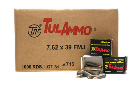 TULA AMMO 7.62X39 122 GR HP STEEL CASE 1000 ROUNDS