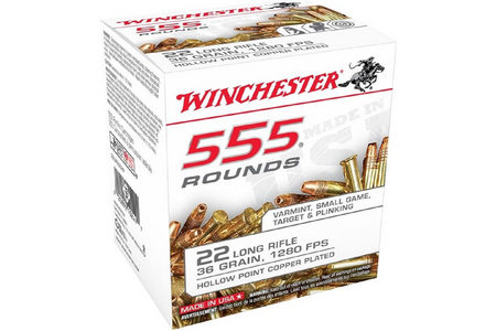 WINCHESTER AMMO 22LR 36 gr Copper Plated Hollow Point 555 Round Brick
