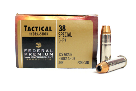 FEDERAL AMMUNITION 38 Special +P 129 gr Hydra-Shok JHP Tactical Police Trade Ammo 50/Box