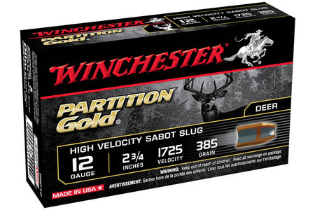 WINCHESTER AMMO 12 Ga 2-3/4 in 385 gr Sabot Partition Gold 5/Box