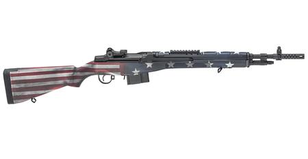 SPRINGFIELD M1A Scout Squad 308 with Red, White and Blue American Flag Stock