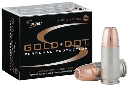 SPEER AMMUNITION 9mm Luger +P 124 GR Gold Dot Personal Protection Hollow Point Short Barrel 20/bo
