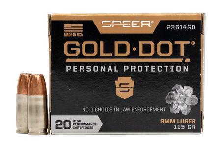 SPEER AMMUNITION 9mm Luger 115 GR Gold Dot Personal Protection Hollow Point 20/Box
