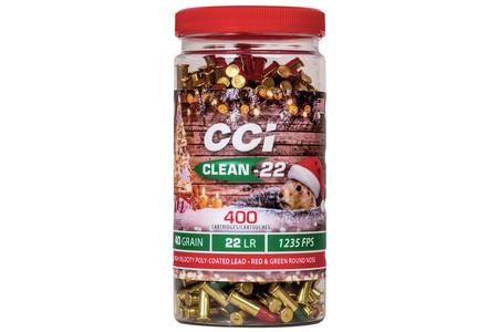 CCI AMMUNITION 22LR 40 gr LRN  Clean-22 400 Round Christmas Pack with Red and Green Bullets