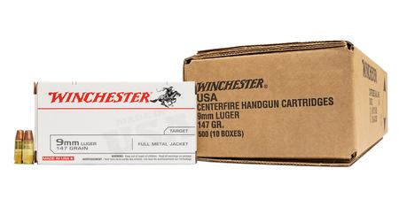 WINCHESTER AMMO 9mm Luger 147 gr FMJ FN White Box 500 Round Case