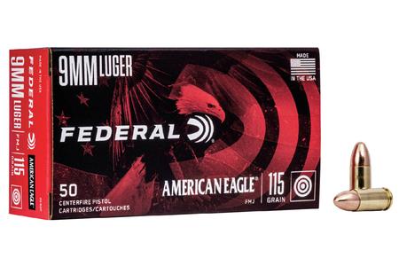 Federal 9mm Luger 115 gr FMJ American Eagle  50/Box