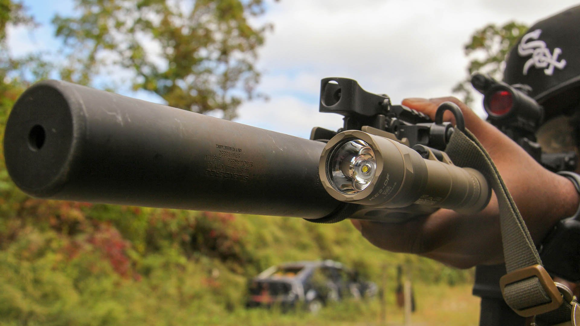 Close up of Silencer on AR-15