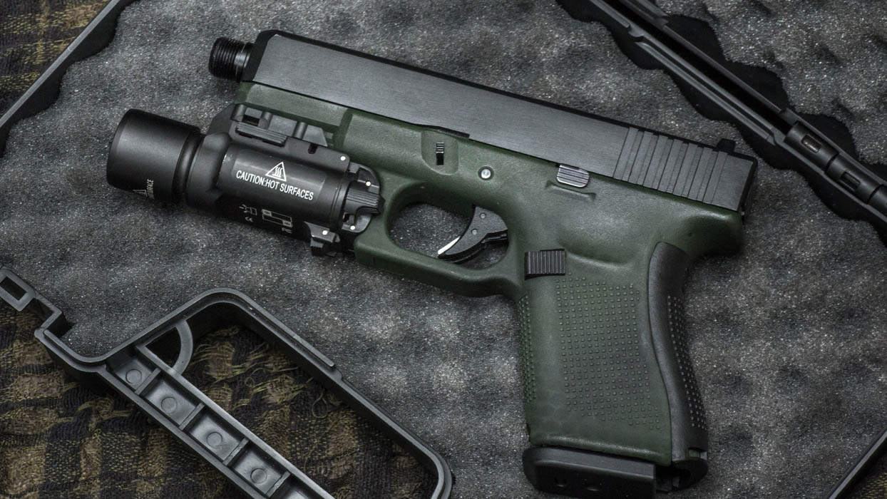 Glock 19 pistol in a case