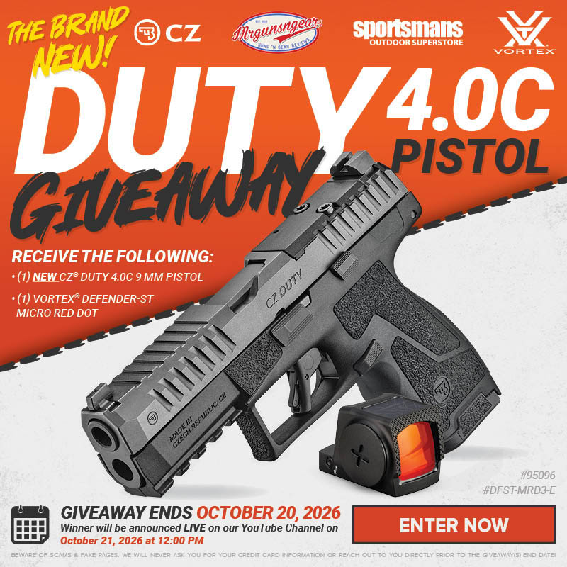CZ Duty 4.0C 9MM Pistol with Vortex Defender-ST Solar Red Dot giveaway