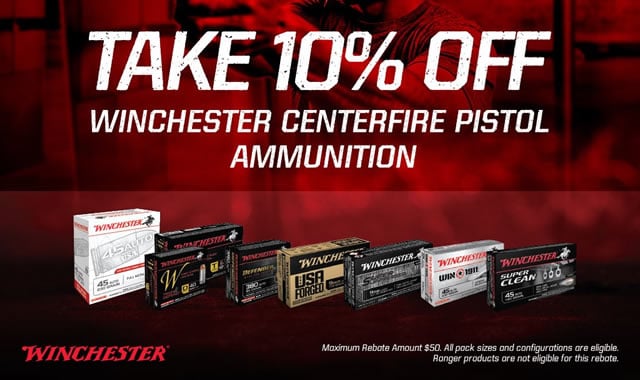 10 Percent off Centerfire Pistol Ammo