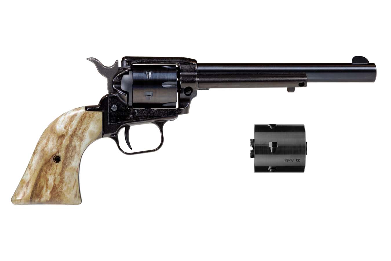 HERITAGE ROUGH RIDER REVOLVER 22LR/22 MAG 6.5` BBL BLUED STAG GRIPS