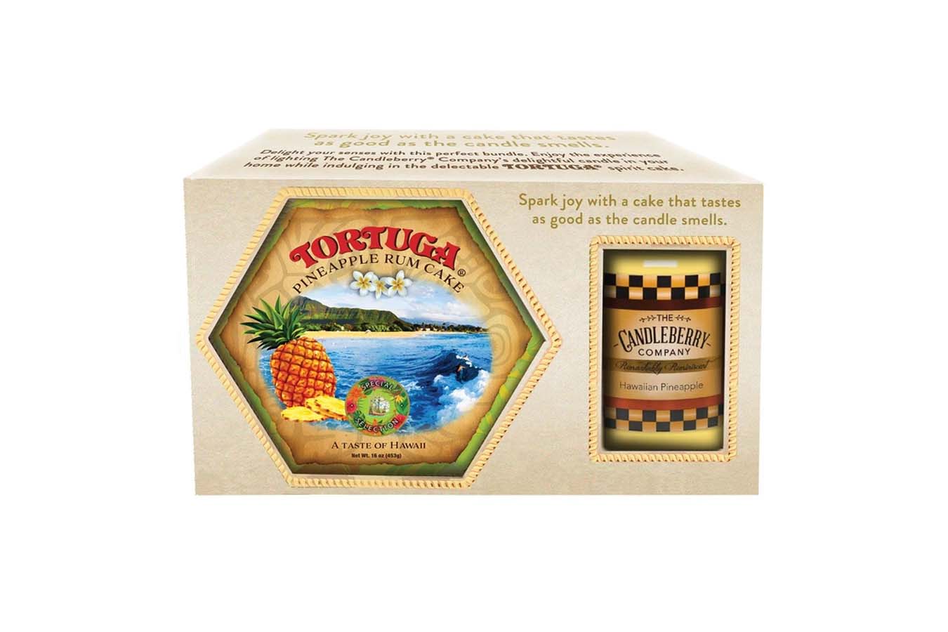 Candleberry Tortuga Hawaiian Pineapple Rum Cake and Candle Gift Set