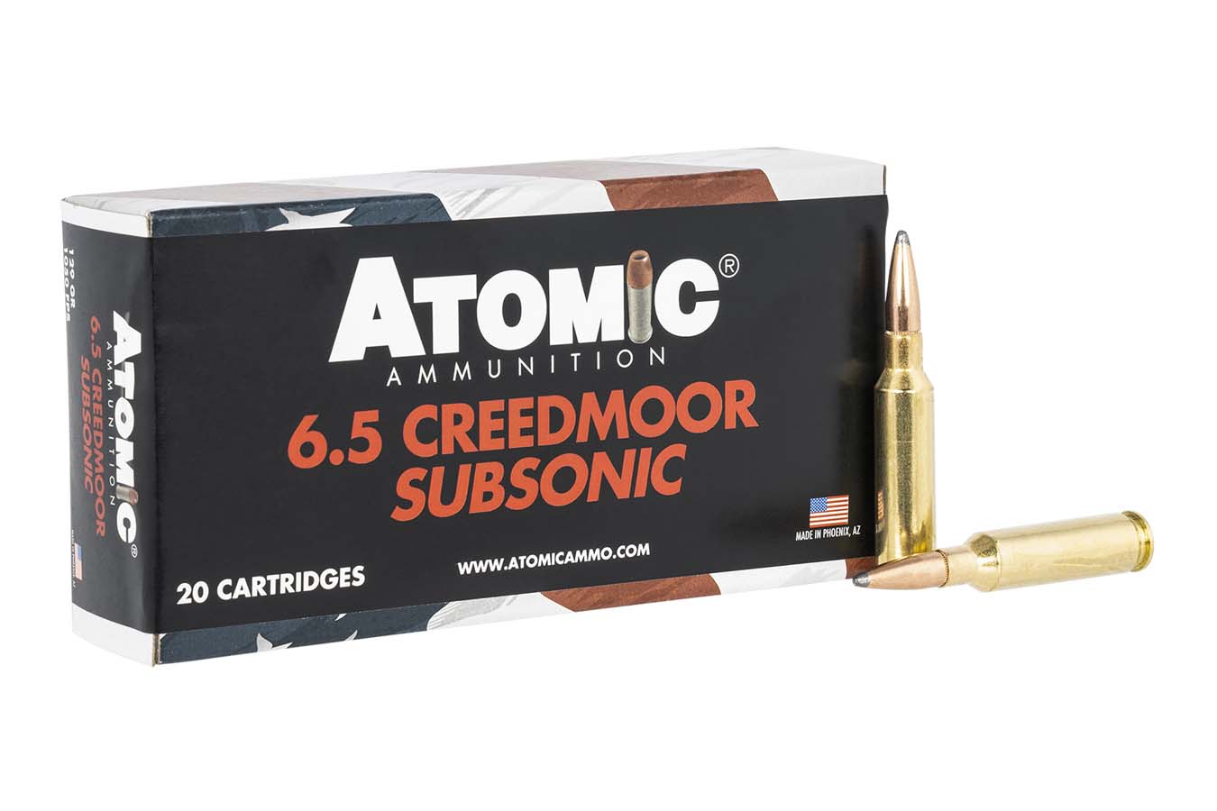 ATOMIC AMMUNTION SUBSONIC 6.5 CREEDMOOR 129GR JHP 20RNDS