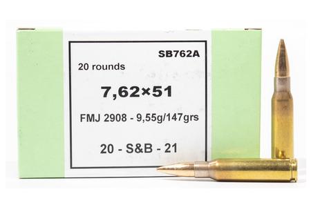 SELLIER AND BELLOT 7.62x51 NATO 147 Gr FMJ 20/Box