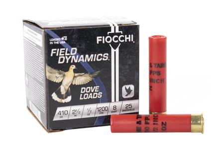 FIOCCHI 410 Bore 2 1/2 Inch 8 Shot Lead Field Dynamics 25/Box