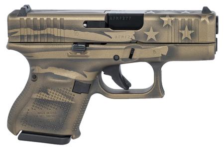 GLOCK 26 GEN5 9MM SUBCOMPACT PISTOL WITH COYOTE BATTLE WORN FLAG CERAKOTE FINISH