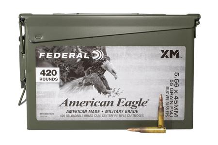 Federal 5.56mm NATO 55 gr FMJ-BT 420 Rounds in Metal Ammo Can