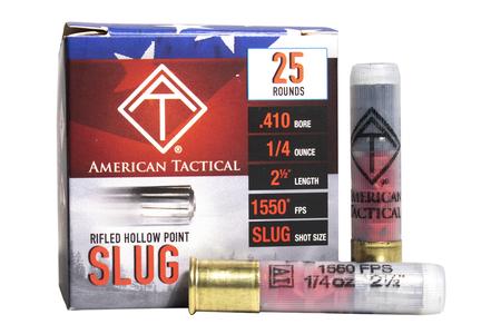 .410 BORE 2-1/2 INCH 1/4 OZ RIFLED HOLLOW POINT SLUGS 25/BOX