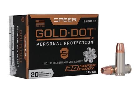 SPEER AMMUNITION 30 Super Carry 115 Gr Nickel Plated Brass Hollow Point Gold Dot 20/Box
