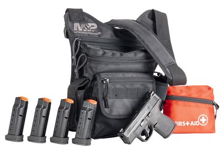 SMITH AND WESSON MP9 Shield Plus 9mm Optics Ready Bug Out Bundle with Five Mags, First Aid Kit and Bug Out Bag