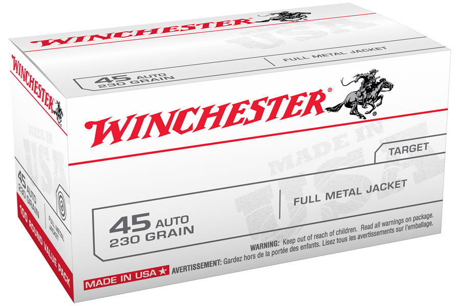 WINCHESTER AMMO 45 AUTO 230 GR FMJ 100 RDS