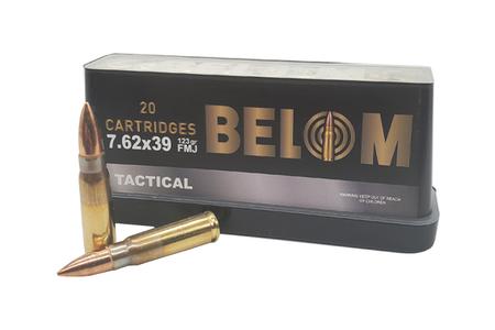 BELOM AMMUNTION 7.62x39mm 123 Gr FMJ Brass Case 20/Box
