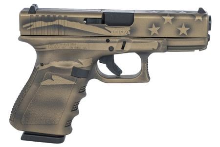 19 GEN3 9MM PISTOL WITH COYOTE BATTLE WORN FLAG CERAKOTE FINISH