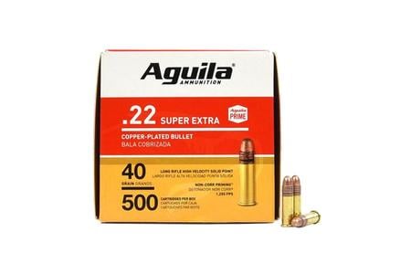 AGUILA 22LR 40 gr Solid Point Super Extra High Velocity Copper Plated 500 Round Brick