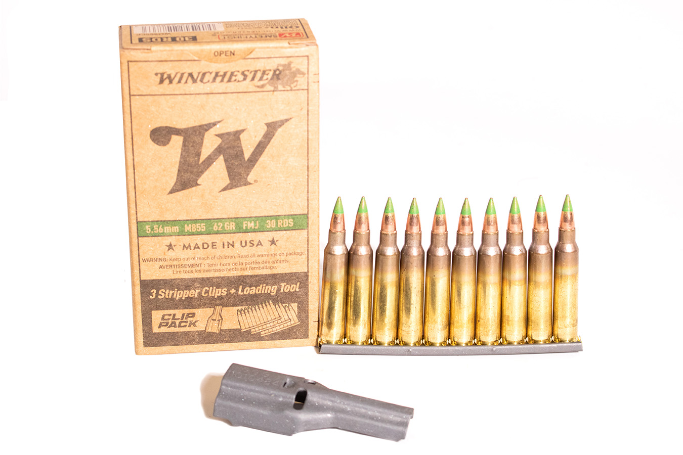 WINCHESTER AMMO 5.56 NATO 62 GR FMJ M855 GREEN TIP 30/BOX