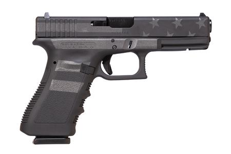 GLOCK 17 Gen3 9mm Semi-Auto Pistol with Custom Black Stealth American Flag Finish