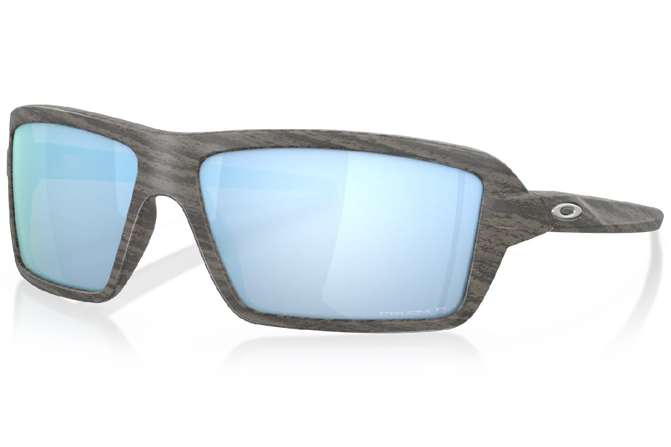 Oakley Cables Sunglasses with Woodgrain Frame and Deep Water Polarized Lenses