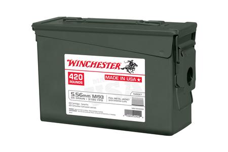 Winchester 5.56mm M193 55 gr FMJ Stripper Clip 420 Rounds in Metal Ammo Can