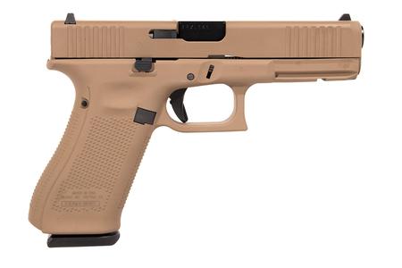GLOCK 17 Gen5 9mm Full-Size Pistol with FDE Frame and Front Serrations (Made in USA)
