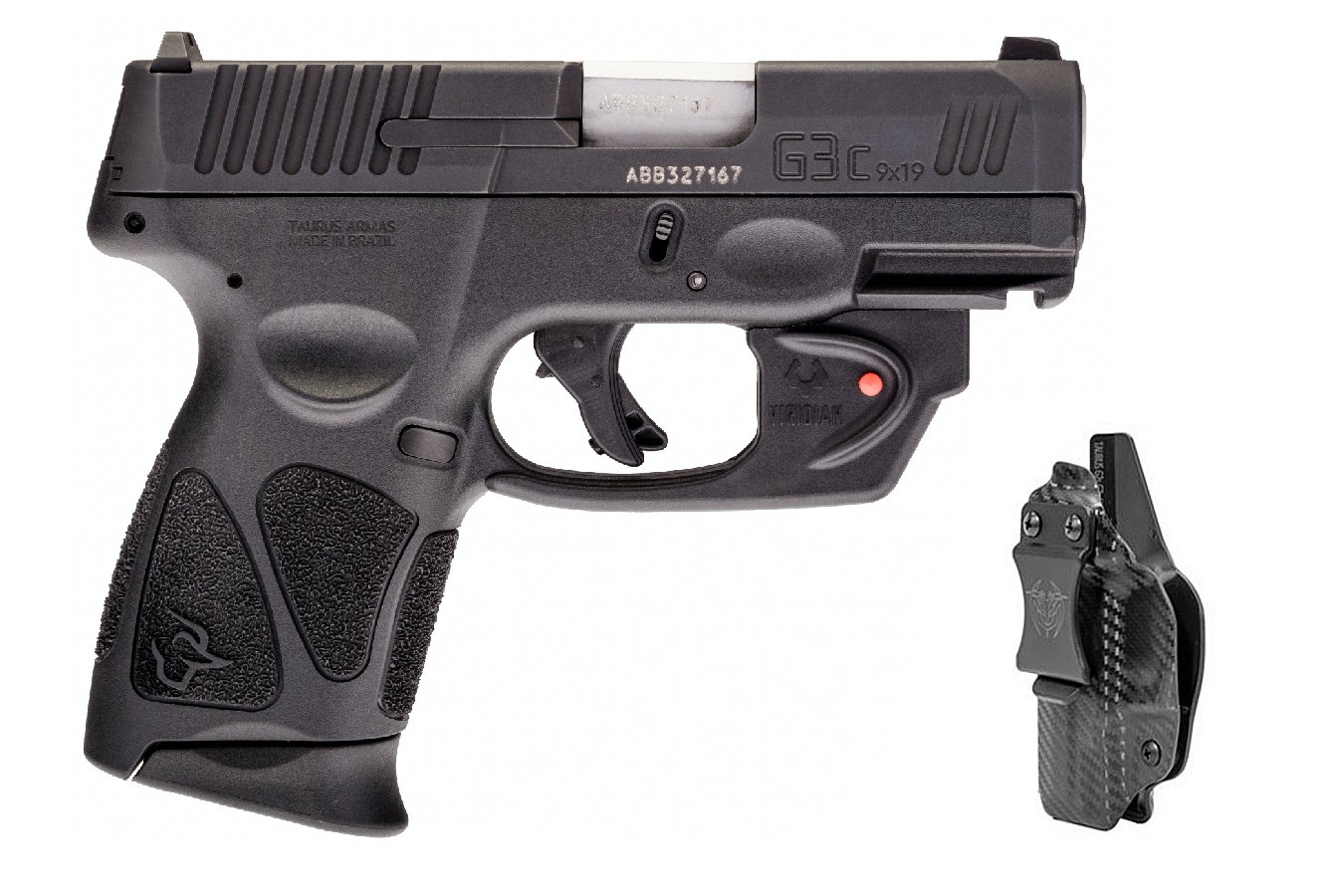 TAURUS G3C 9MM 3.2 INCH BARREL VIRIDIAN LASER AND HOLSTERS