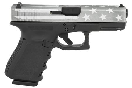 GLOCK 19 Gen3 9mm Pistol with Gray Battle Worn Flag Cerakote Steel Slide