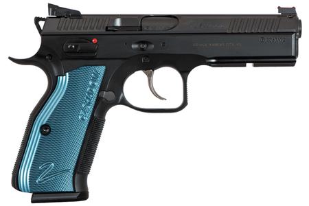 CZ Shadow 2 9mm Black Pistol with Blue Aluminum Grips