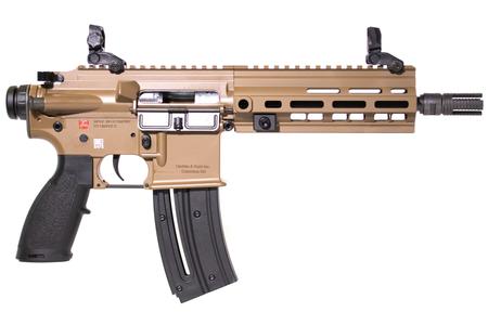 H  K HK416 22LR Rimfire Pistol with FDE and Black Finish