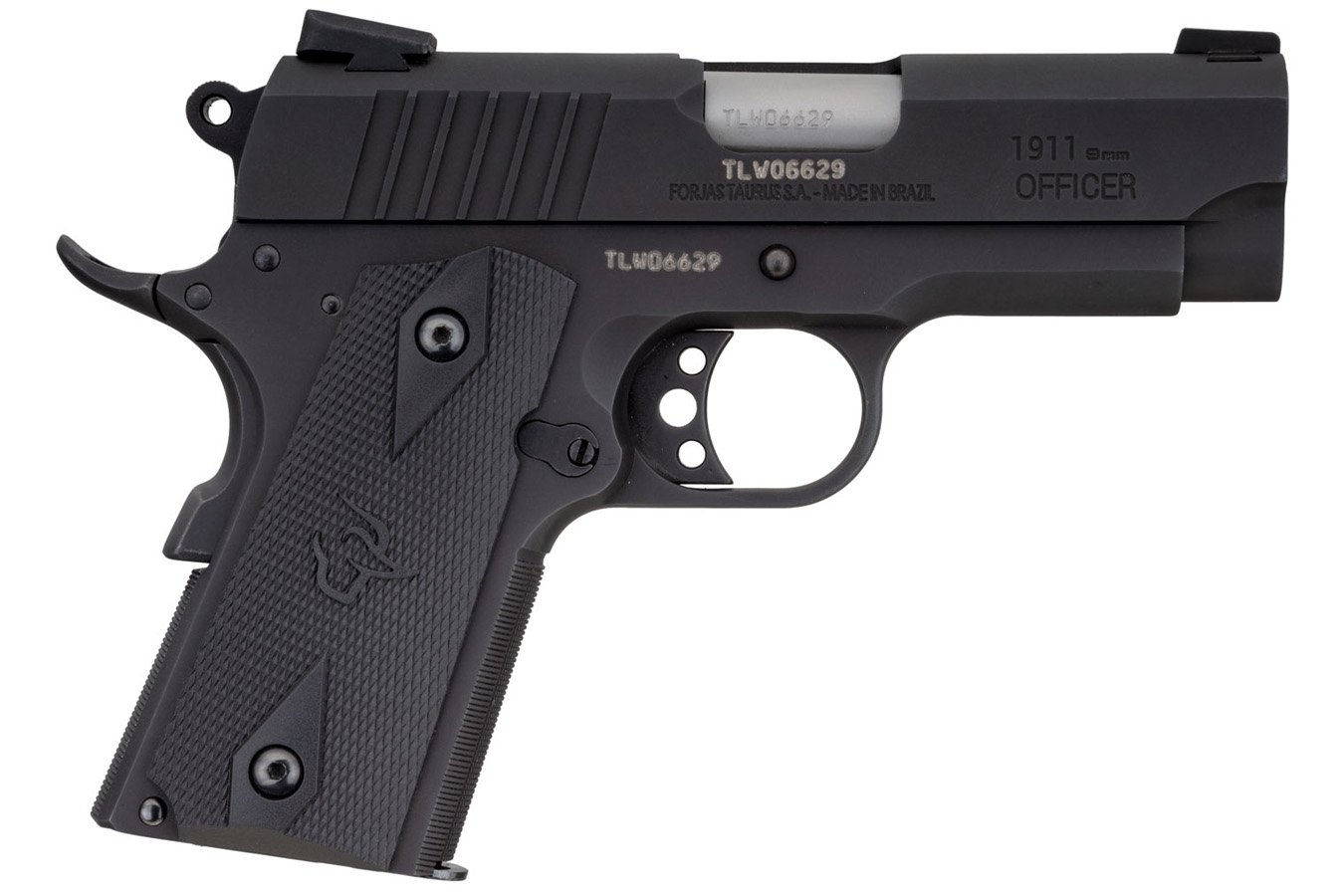 TAURUS 1911 OFFICER  9MM LUGER,  3.5`` BK/BK, 8+1 RDS