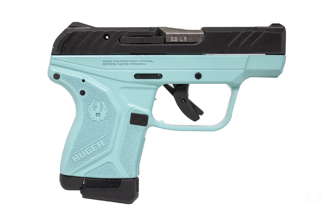 RUGER LCP II LITE 22LR BLACK SLIDE TURQUOISE FRAME 2.75 IN BBL