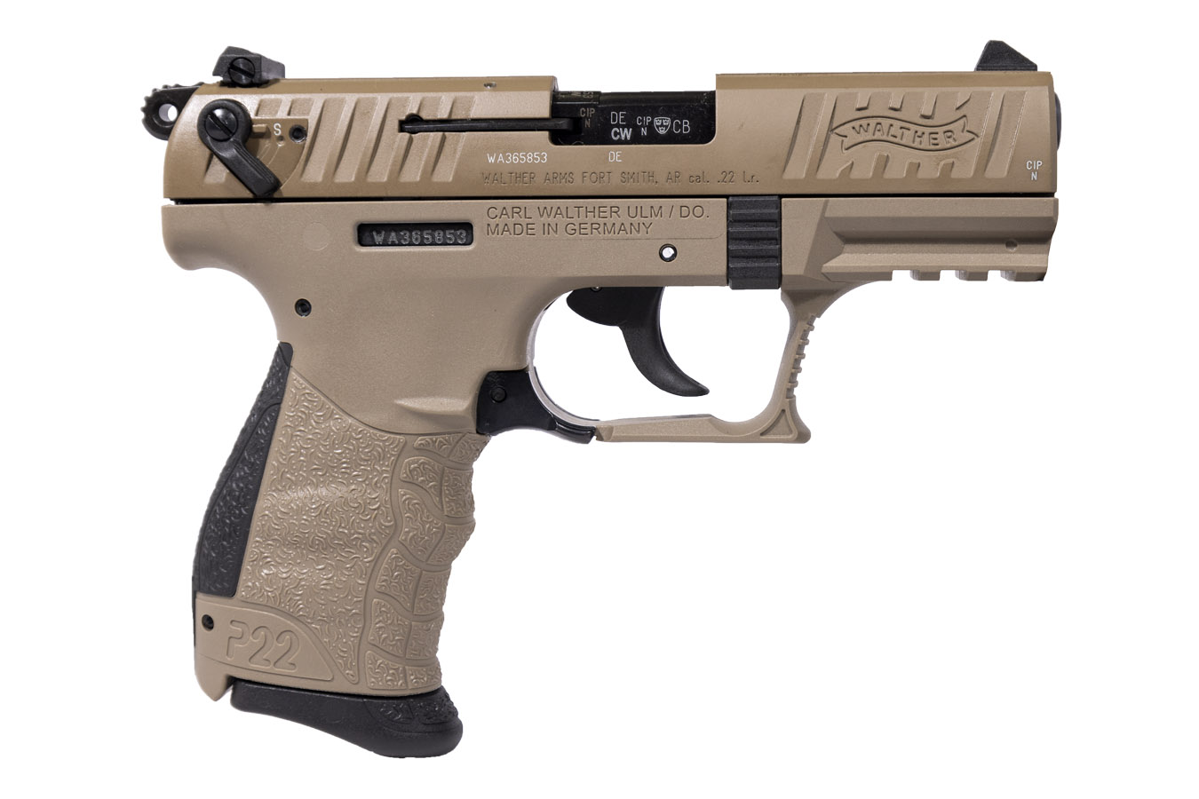 Walther P22 22 Lr Rimfire Pistol With Fde Finish Ca Compliant