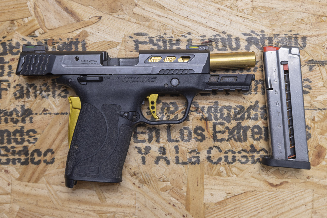 MP9 SHIELD EZ M2.0 9MM POLICE TRADE-IN PISTOL WITH GOLD ACCENTS