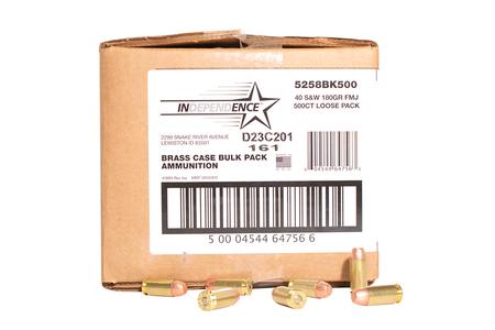 INDEPENDENCE 40 SW 180 Gr FMJ Independence 500 Round Case (Loose)