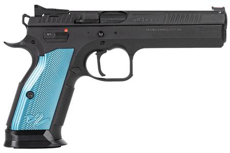 CZ TS 2 40SW Pistol with Black Frame and Blue Aluminum Grips
